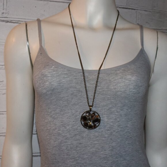 Beautiful bronze and brown long statement necklace 31" - Picture 5 of 5